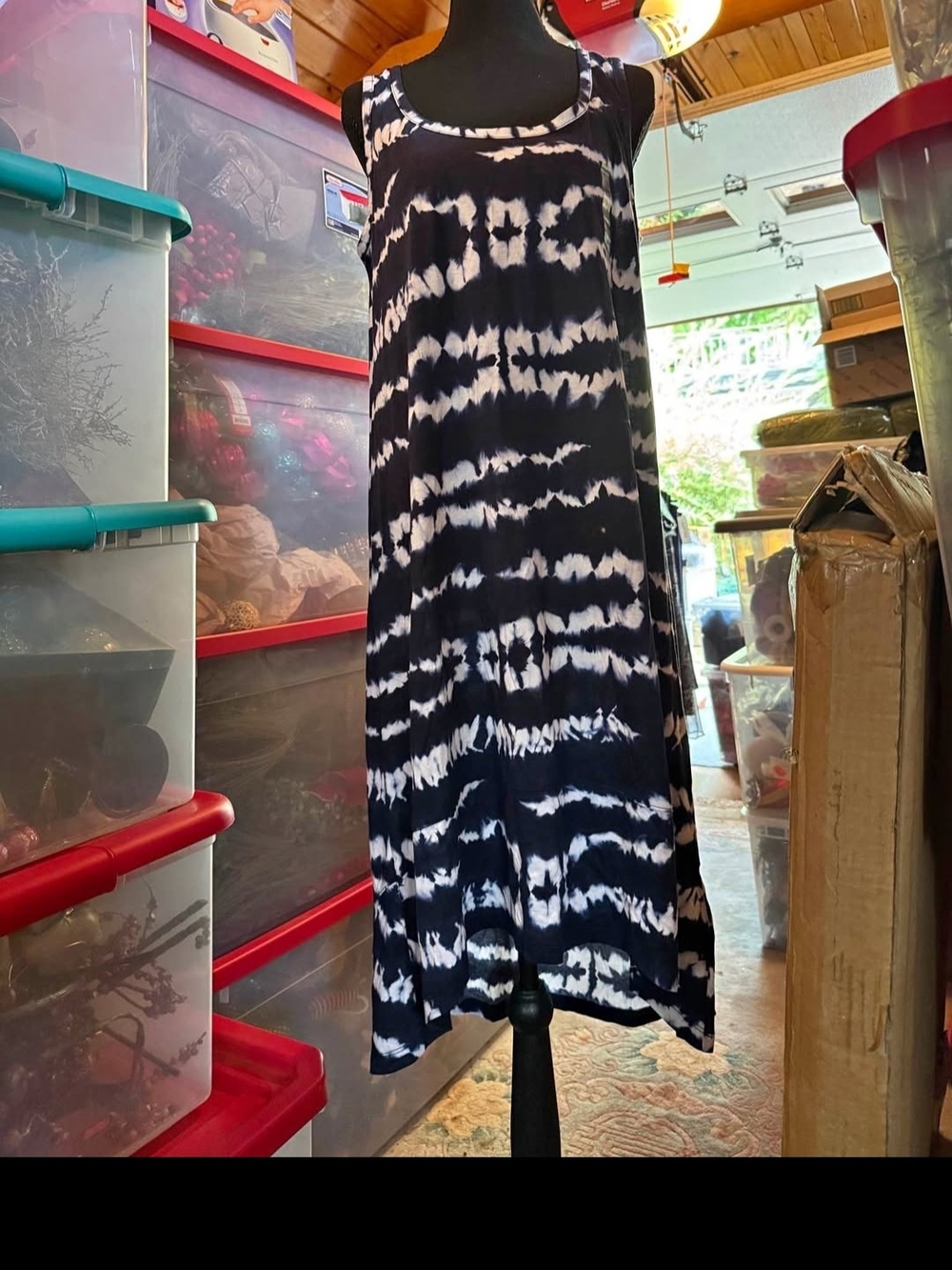 Jones New York Black and White Tie-Dye Maxi Skirt